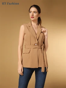 Women Blouses - Camel - View 3