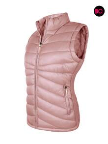 Big City Chaleco Dama Moda Capitonado Forro Pelcuhe Casual Moderno Gorro Desmontable - Rosa - Ver 6