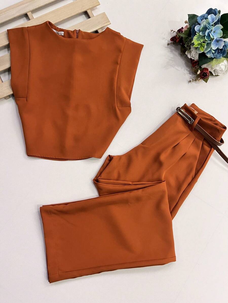 Women Two-Piece Outfits - Brown - View 1