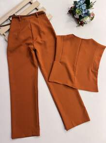 Women Two-Piece Outfits - Brown - View 7