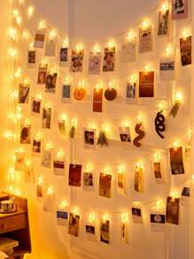 1 conjunto 2/5M Banner de Luz com Clipe de Foto, Decoração de Casamento, Decoração de Festa de Aniversário, Banner de Revelação de Gênero, Decoração de Festa de Festival para Casa, Melhores Presentes