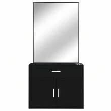 Wall Mount Salon Station Hair Styling, Barber Salon Stations With Mirror, 1 Storage Cabinet, 1 Drawers, 2 Hair Dryer Holders For Hair Stylist Beauty Spa Equipment - 黑色 - 查看 6