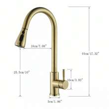 Matte Black/Chromium Plating/Brushed Nickel/Brushed GoldKitchen Faucet With Pull Down Sprayer,Stainless Steel Single Handle Kitchen Faucet,Multiple Modes Switch Water, 8'' Deck Plate Included,Suitable For Farmhouse Laundry Rv Bar - Brushed Gold - View 9