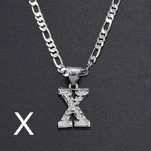 1入組女性金/銀鍍A-Z字母吊墜項鍊首飾類適用於生日,派對,婚禮 - 銀色 - 查看 17