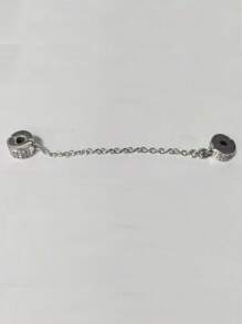 1pc Zirconia Encrusted Chain Decor Suitable For 3mm Bracelet Bead - Silver - View 6