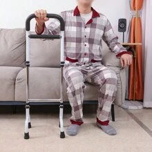 Barandillas de cama para la seguridad de adultos mayores, barandillas para sofá, barandillas para inodoro, barandilla de asistencia para la cama con asa ergonómica antideslizante y soporte de cama de acero al carbono resistente para ayudar la movilidad de adultos mayores y mujeres embarazadas - Blanco - Ver 12
