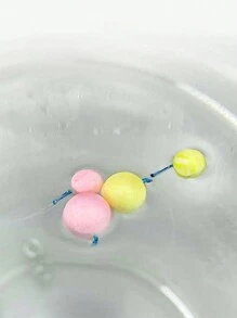 1 Garrafa Partículas Flutuantes de Isca de Espuma para Pesca, Boias de Pesca Amarela e Rosa para Carpa, Carpa-Prateada, Robalo Listrado, Isca Macia de Contas e Acessórios de Pesca