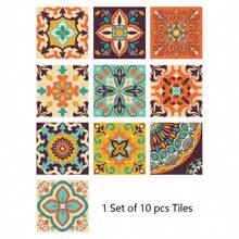 10pcs/Set Crystal Ceramic Tile Stickers For Home Renovation Kitchen Bathroom Decoration Self-Adhesive Wall Sticker - Black - View 5