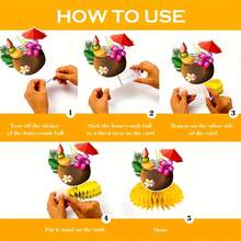 8 piezas, Centros de mesa hawaianos para mesas, Decoraciones para mesas de luau, Centro de mesa de panal de doble cara 3D con diseño hawaiano para decoración de mesa, Centro de mesa de luau para mesas, Decoraciones hawaianas de luau - Verde - Ver 7