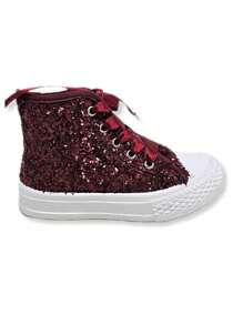 tenis  bebé niña niño lona unisex choclo casual tela brillos urbano moda zapatillas confort para caminar gym 12mx-21mx - Rojo - Ver 1