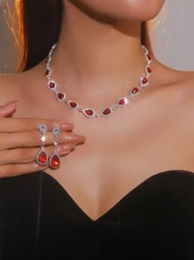 3peças Conjunto de joias Decoração de strass