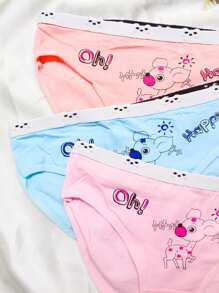 Set de 6 calzones de algodón para niña con diseño de burro, cómodo, calidad premium, ideal para niñas. (Los colores se envían al azar) - Multicolor - Ver 3