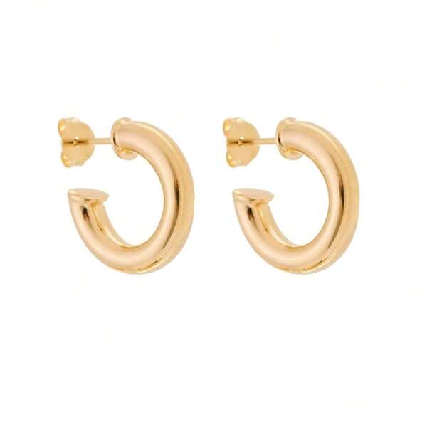Brinco Mahná Banhado Ouro 18k Argola Tubo