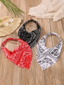 3pcs Girls Bohemian Style Triangle Headband Scarf Set Combination Suitable For Daily Decoration - 3PCS - View 2