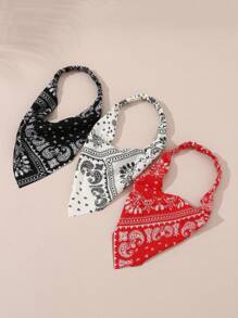 3pcs Girls Bohemian Style Triangle Headband Scarf Set Combination Suitable For Daily Decoration - 3PCS - View 1