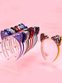 1/12pcs Cat Ear Sequined Headband Hair Accessories For Women, Cute Party/Festival Headdress,Cat Ears,Hairband,Hair Hoop Headbands - Multicolor - View 7