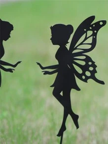 Decoración Metálica Del Césped Del Jardín De Hadas, Silueta Recortada De Púas Al Aire Libre, Diseño De Hierro Negro