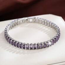 1 件简约时尚方晶锆石镶嵌方形镀金网球手链 - 手鍊 - 查看 8