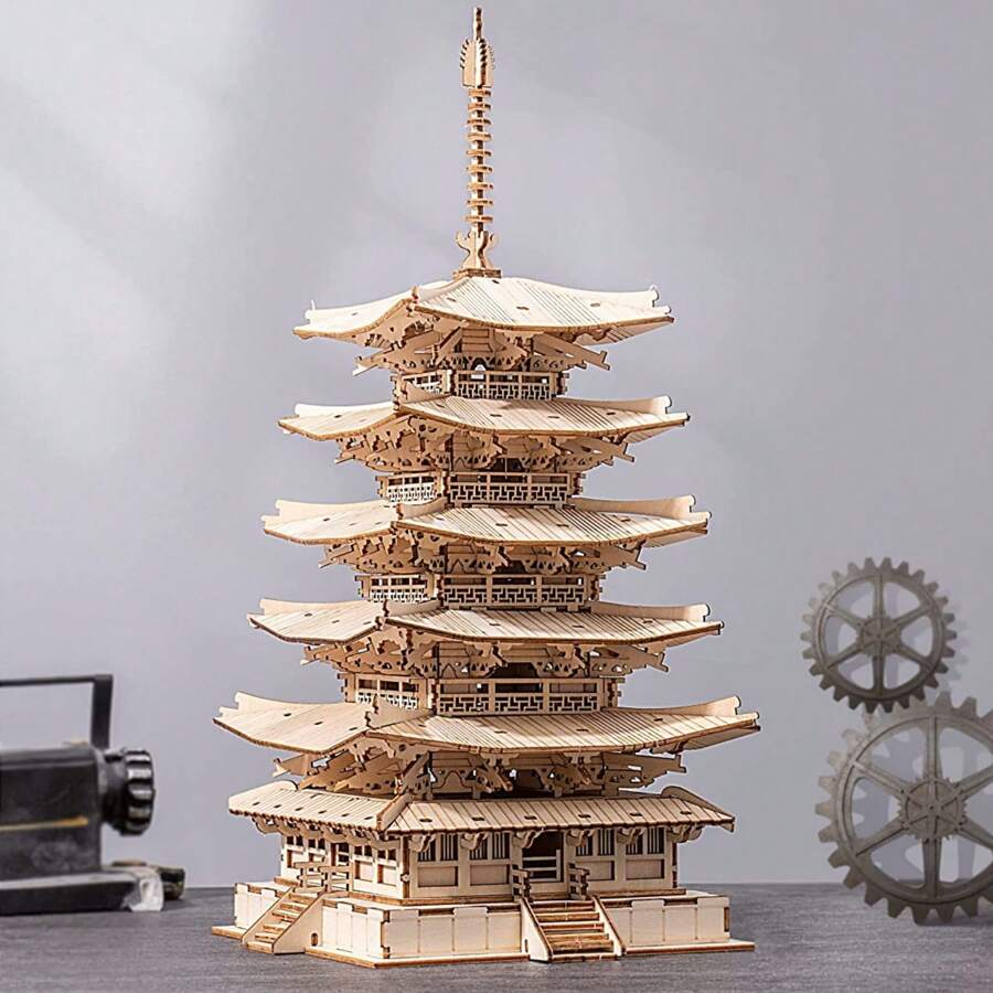 Rolife Architecure Building Set 3D Puzzle Five Storied Pagoda,Model Kits For Adults To Build,Zen Home Desk DecorationGift For Men Teens - Nhiều màu - Xem 1