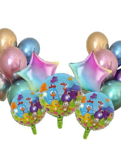 Set de 15 piezas de Globos metalicos decorativos Para Fiesta tematica caricatura Kit La Gallina Pintadita Productos que te harán feliz y al festejado tambien! decoracion celebraciones boda cumpleaños aniversarios eventos regalo video adorno divertido bebe mujer shower tops bolsas fundas videojuegos botas fondos de fiesta granja animalitos bienvenida al revelacion de sexo vuelta al cole fortnit juegos royale