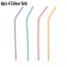 4 piezas de Pajitas reutilizables de silicona para la cocina, regalo de Navidad