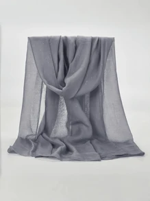 Boho 1pc Simple Printed Scarf For Women, New Design, Spring And Summer, Sun Protection, Beach, Fashionable, Head Scarf, Shawl, Neck Warmer, Long Scarf - Solid Color Shiny Silk Scarf Shawl - View 20