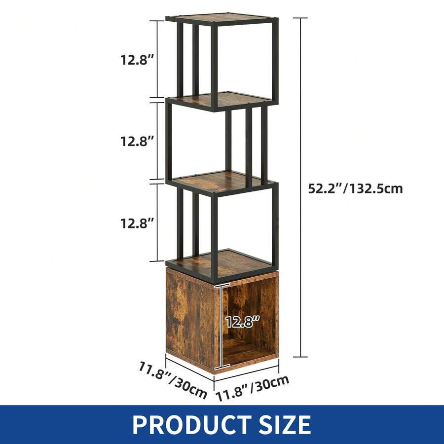 Rotating Bookshelf 4 Tier 360 Floor Standing Revolving Bookcase Storage