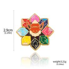 1 pieza de distintivo de metal de la evolución de Eevee Fox con dibujo animado y arcoíris para fanáticos del anime - Multicolor - Ver 7