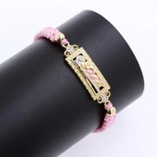 1 pezzo Braccialetto intrecciato con tracolla a manico vuota dipinta a mano in rame placcato in oro 18K incastonati in diamanti a forma di retrò Giuda / Vergine Maria. Unisex. Regalo perfetto per la festa del Papà e per la famiglia e gli amici. Alla moda e unico. - Multicolore - Visualizzare 15