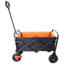 Collapsible Oxford Cloth Steel Frame Foldable Wagon, Heavy Duty Folding Utility Garden Cart With Wheels, Outdoor Portable Garden Cart Utility Wagon For Camping, Garden, Sports,  Beach Cart,Picnic (Multicolor) - Brake+Orange+Black - View 7