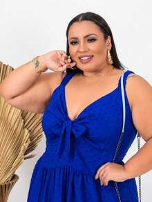 Plus Size DRESS WITH STRAP - Parties, Weddings, Everyday - G2 And G3 - Viscolinho - Fashion, Fashion - Màu xanh lam - Xem 3
