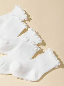 10雙透氣嬰兒白色中筒襪，蘑菇刺繡款式 - 白色 - 查看 4