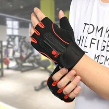 1 Paio di Guanti per allenamento antiscivolo e durevoli con supporto per il polso, design senza dita, adatti per uomo e donna, ideali per fitness, yoga, ciclismo