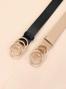 2-Piece Set Of Fashionable Metal Buckle Decoration For Women's Casual And Versatile PU Belt Summer, School Fall, Autumn, Halloween