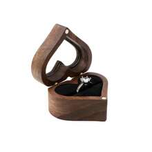 1 Pieza Caja de joyería de madera en forma de corazón, exhibidora de anillos, estuche para guardar anillos de compromiso y boda de parejas, regalo del Día de San Valentín y para volver a la escuela
