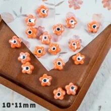 10pcs Colorful Flower Shaped Hand Painted Ceramic DIY Beads For Bracelet, Necklace, Earrings, Phone Charm Pendant Jewelry Making Valentines