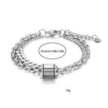 1 Vòng tay nối bất đối xứng bằng thép không gỉ theo phong cách cá tính dành cho nam giới, Trang sức độc đáo - Bạc - Xem 7