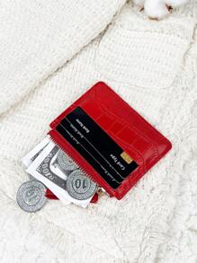 SOUTHLAND&KANGAROO Letter Embossed Zipper Small Wallet Coin Pocket Small Purse Bifold Slim Wallet Thin Lightweight Multi Layer Portable ID Card Money Card Minimalist Fashion Modern For Anniversary For Birthday Gift For Girls For Lady For Female Bag School Supplies For School Dorm Room & Back To School Card Holder Wallet Business Card Holder Credit Card Holder Women For Women Mini Wallet Card Wallet - Red - View 5