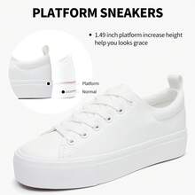 Womens White Platform Sneakers PU Leather Platform Shoes Walking Shoes For Women - 白色 - 查看 2