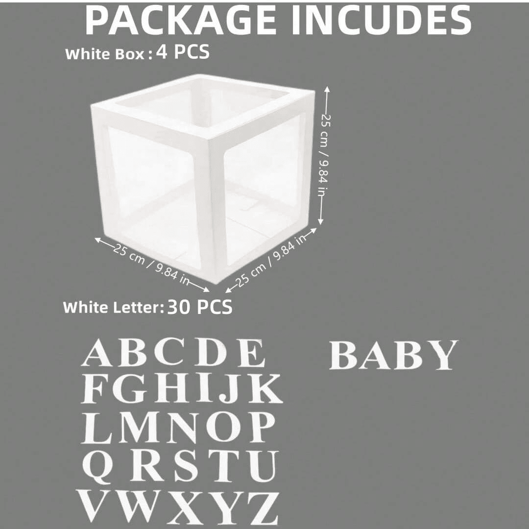 Transparent Balloon Boxes With 30 Letters Shower Decorations For