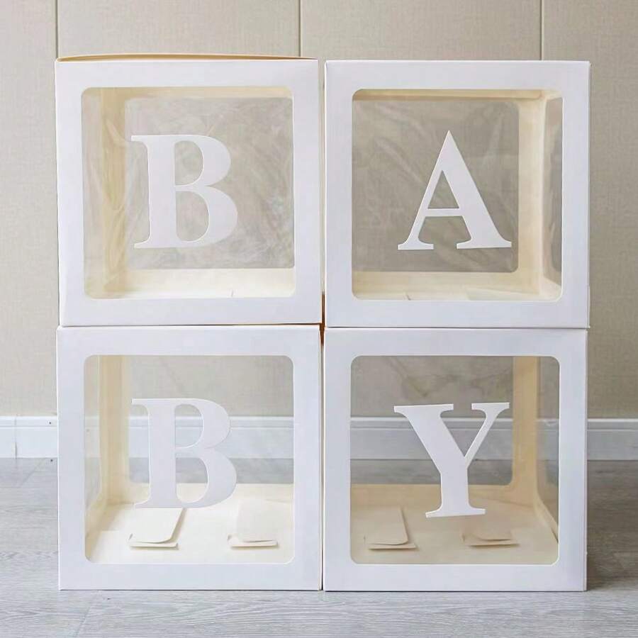 Transparent Balloon Boxes With 30 Letters Shower Decorations For