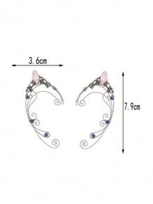 1pc Vintage Copper Rhinestones Handmade Woven Clip-On Earring Without Piercing, Fashionable Style Exaggerated Ear Accessory With Personalized Design And Fantasy Fairy Effects For Women's Banquet Or Performance - No Piercing Ear Hooks - View 6