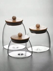 Transparente Glas Tee-Dose, verschließbare Aufbewahrungsdose für Gewürze, lose Tee mit Deckel - Braun - Übersicht 3