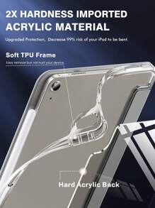 镜面苹果保护壳适用于 iPad 带三折保护透明平板电脑保护壳带亚克力和铅笔架-灰色 - 灰色 - 查看 4