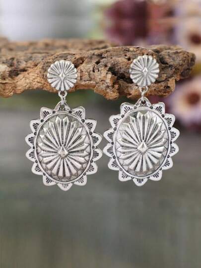 أقراط متدلي نمط هندسي معدني محكم