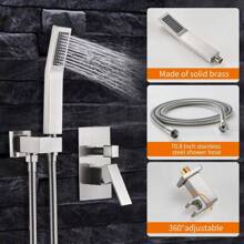 Shower Faucet Set Shower System Luxury Rainfall Shower Head Combo Set With 8-Inch Rain Showerhead And Handheld ShowerheadWall Mounted Mixer Valve Brushed Nickle - 拉絲鎳 - 查看 9
