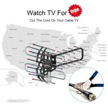 360°Rotation UV Dual Frequency 45-860MHz 22-38dB Open Antenna Silver - Black - View 5