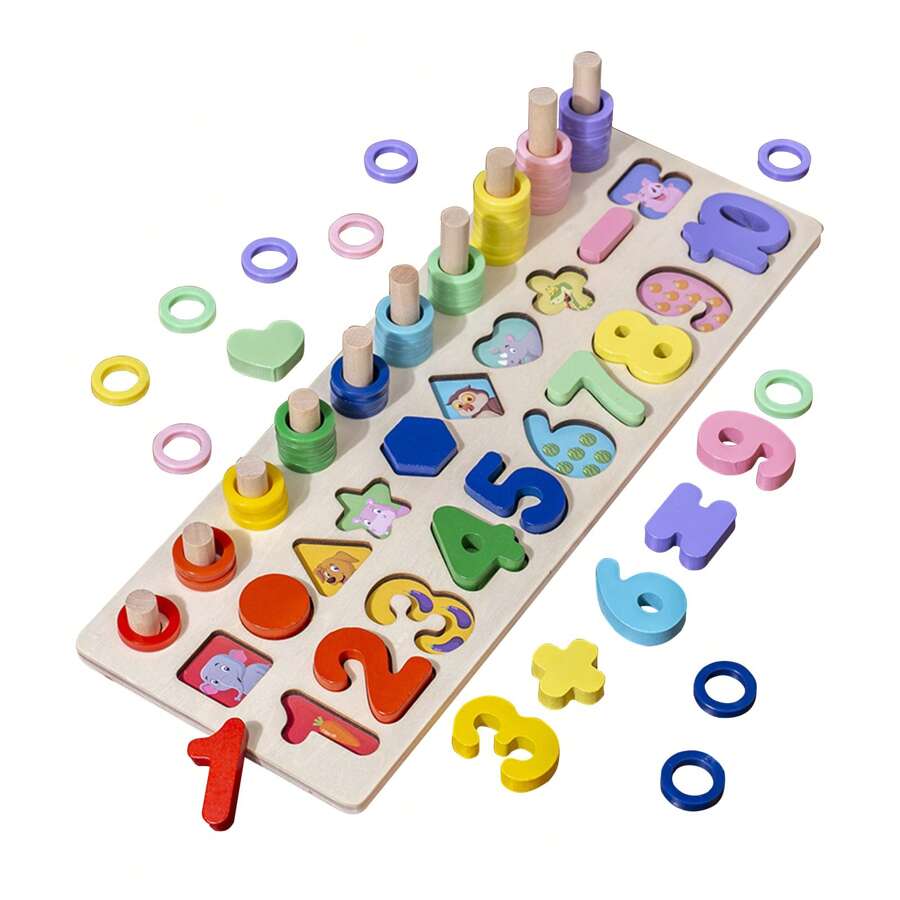 MITEGELO Rompecabezas de madera para niños, material didactico para la comprensión temprana de números y gráficos de los niños, adecuado para juguetes educativos 1-2 años para niños. - Multicolor - Ver 1