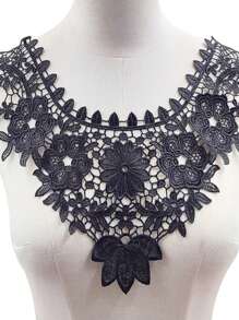 1 件新款蕾丝领，3D 镂空刺绣花卉装饰，涤纶刺绣领子贴片，适用于厨房装饰、家居装饰、服装装饰，适用于连衣裙、桌布、餐巾、毛绒玩具，适用于宴会、礼物、生日、派对、婚礼 - 黑色 - 查看 6