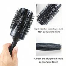 1pc Black Cylinder Curling Comb Ceramic Modeling Nylon Tooth Rolling Comb Salon High Temperature Resistant Smooth Hair Home Large Wave Aluminum Tube Comb - Multicolor - View 2